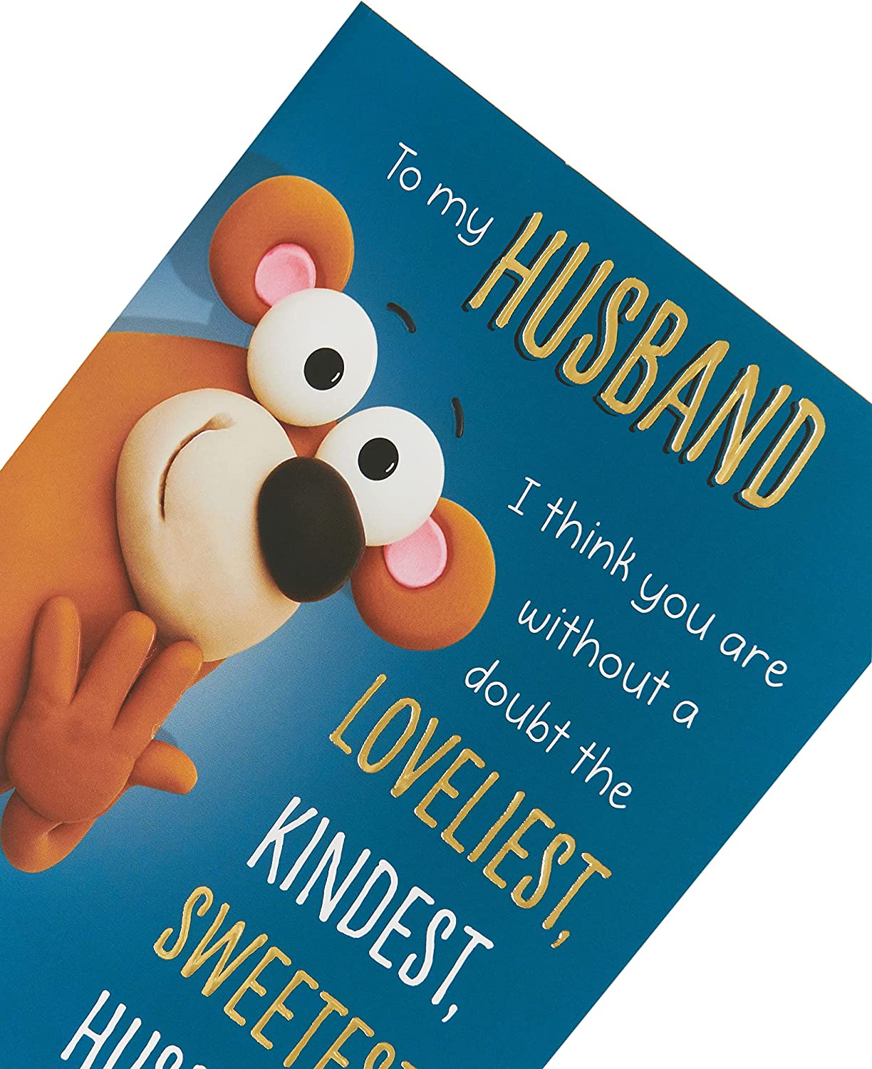 Funny greeting card for husband birthday from UK Greetings, featuring humorous design and cheerful birthday message.