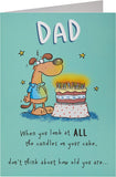 Funny cartoon dad birthday greeting card from UK Greetings featuring humorous dad illustration and cheerful design.