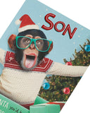 Funny Cheeky Champ Christmas Card for Son from UK Greetings featuring playful holiday design and cheerful message.