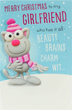 Funny Christmas greeting card for girlfriend with playful holiday wishes, featuring festive design by UK Greetings.
