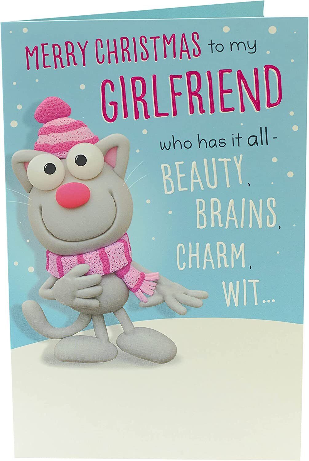 Funny Christmas greeting card for girlfriend by UK Greetings, featuring playful holiday wishes and festive design.