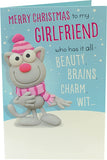Funny Christmas greeting card for girlfriend by UK Greetings, featuring playful holiday wishes and festive design.