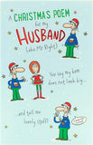 Funny Christmas poem greeting card for husband, featuring festive holiday design by UK Greetings, with red and green Christmas imagery.