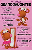 Funny granddaughter birthday greeting card from UK Greetings featuring colorful illustrations and cheerful message.