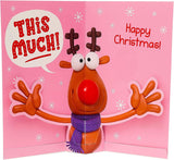 Funny pop-up Christmas greeting card for mum featuring a love you this much design by UK Greetings.