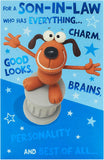Funny Son-in-Law birthday greeting card from UK Greetings featuring humorous and colorful design for celebrating special occasions.