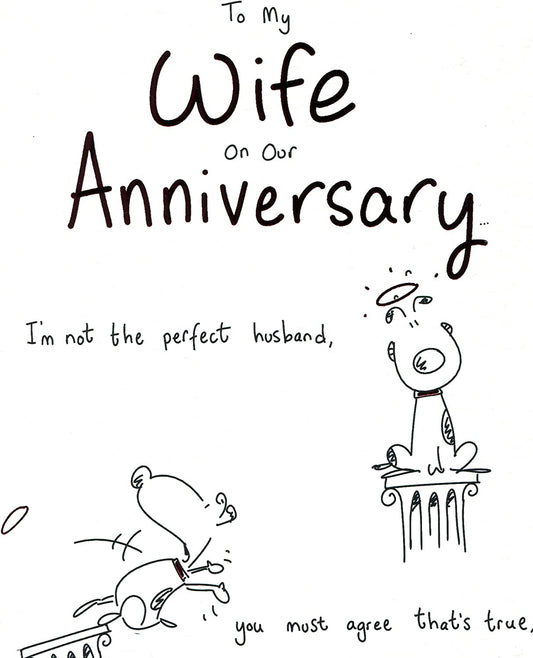 Funny wife anniversary greeting card featuring a playful dog design from UK Greetings, perfect for celebrating with humor.