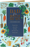 Gardening-themed Father's Day greeting card from UK Greetings featuring floral illustrations and heartfelt message for Dad.