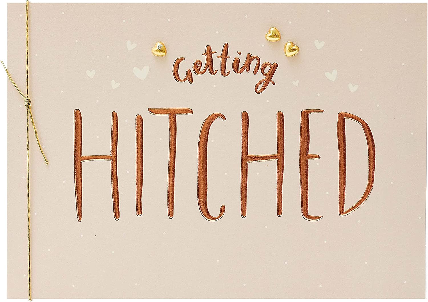 Getting Hitched Knot Love greeting card by UK Greetings featuring a romantic design with intertwined rings and heartfelt message.