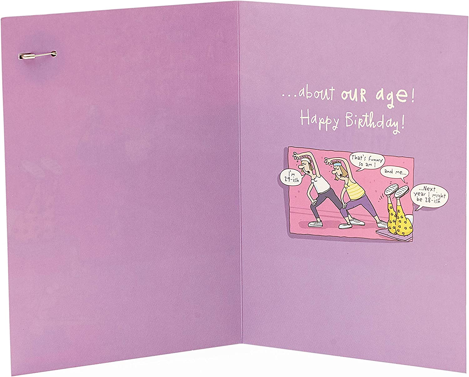 Giggles Yoga funny birthday greeting card for her, featuring humorous yoga-themed design from UK Greetings.