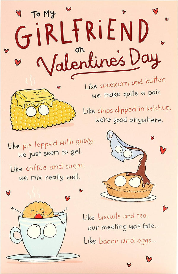 Valentine's Day greeting card featuring romantic design from UK Greetings, perfect for expressing love to a girlfriend.