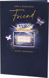Glam Perfume Friend birthday greeting card by UK Greetings featuring floral design and elegant typography.