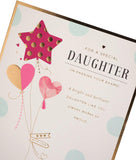 Gold foil daughter exam success congratulations greeting card with elegant design, perfect for celebrating academic achievements.