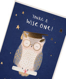 Gold foil owl graduation greeting card from UK Greetings featuring a celebratory design for graduation occasions.