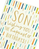Gold foil Son birthday greeting card with festive design, featuring shiny accents and heartfelt message from UK Greetings.