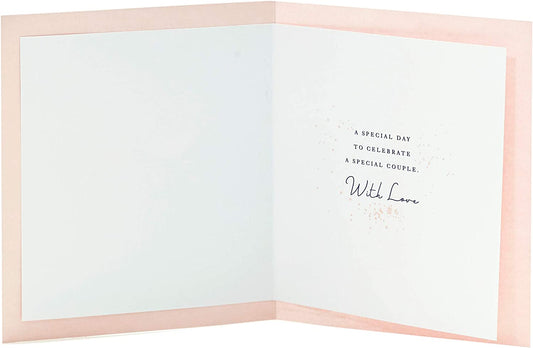 Gold glitter anniversary greeting card for daughter and son-in-law by UK Greetings, featuring elegant design and heartfelt message.