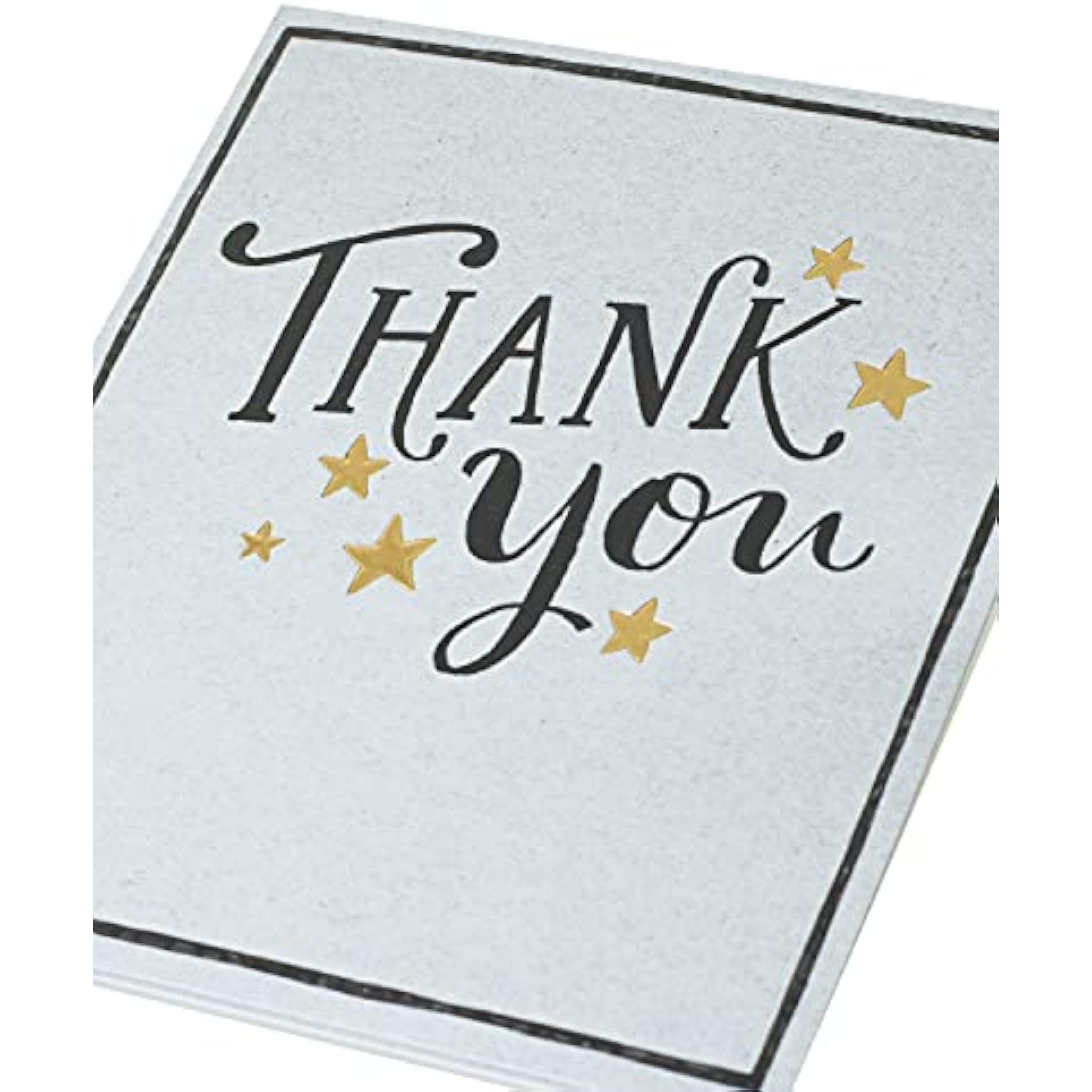 Gold Stars thank you greeting card by UK Greetings featuring a colorful design and "Thank You" message.