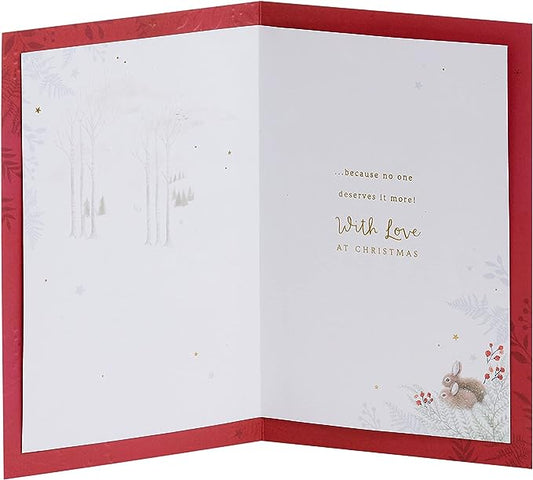 Cute Grandma Christmas greeting card featuring adorable rabbits and warm holiday wishes from UK Greetings.