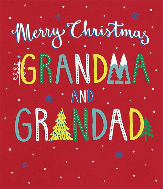 Decorative Christmas greeting card for grandparents with foil accents and heartfelt verse, UK Greetings holiday card featuring festive design.