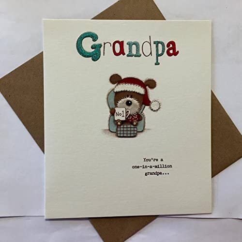 Cute festive dog greeting card from UK Greetings featuring a holiday-themed design with a cute Grandpa Lots of Woof Christmas Card illustration.