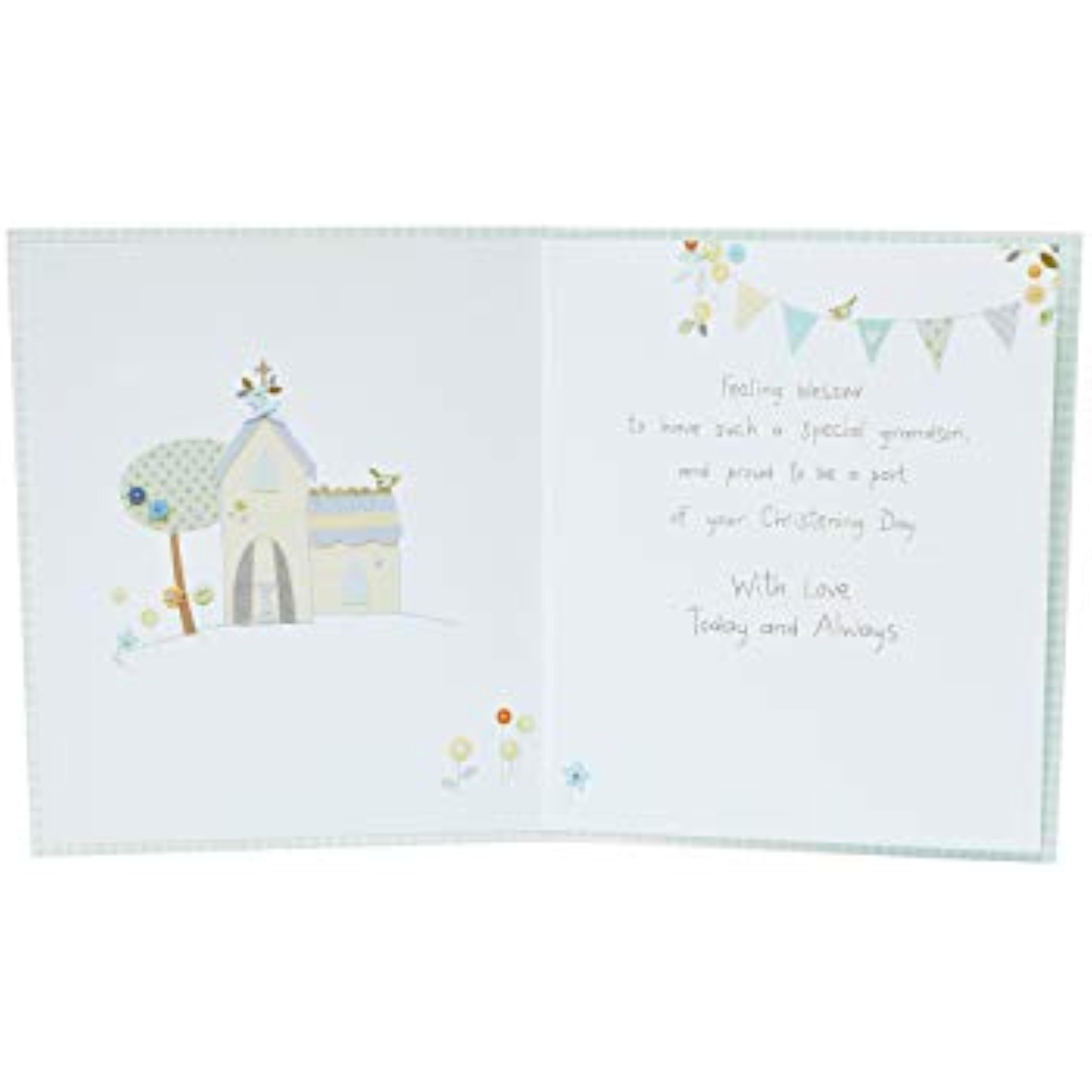 Elegant Grandson Christening Day greeting card by UK Greetings featuring a heartfelt design for special occasion wishes.