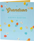 Blue egg design Grandson Easter greeting card with envelope from UK Greetings, featuring colorful Easter-themed artwork.