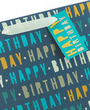 Blue large Happy Birthday gift bag with greeting card design, ideal for birthday celebrations, from UK Greetings.