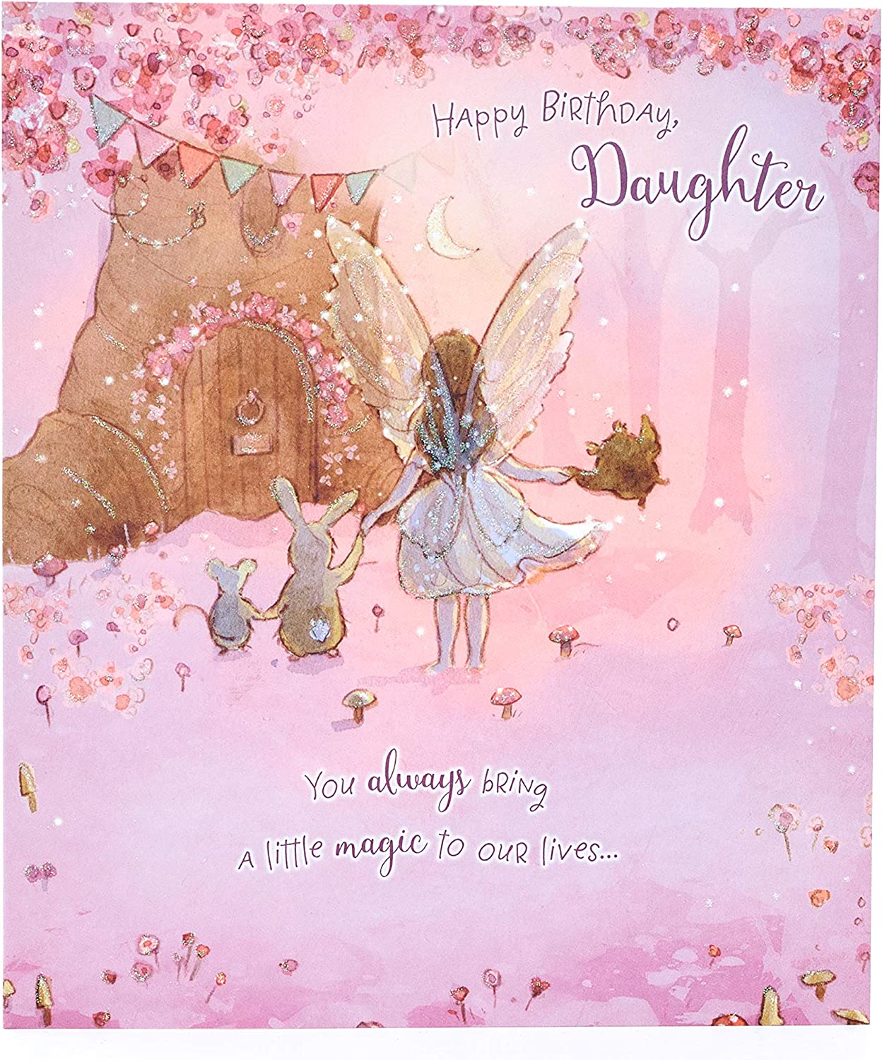 Happy Birthday Daughter spellbound fairy greeting card with colorful fairy illustration and festive message from UK Greetings