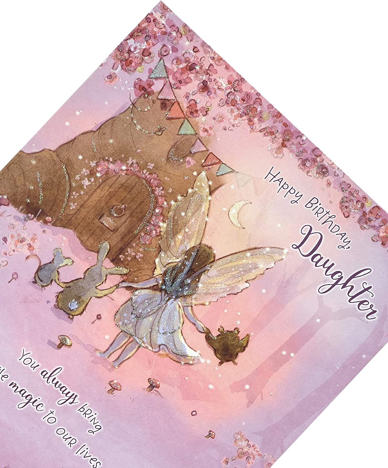 Colorful Happy Birthday Daughter spellbound fairy greeting card with whimsical fairy illustration and cheerful design by UK Greetings