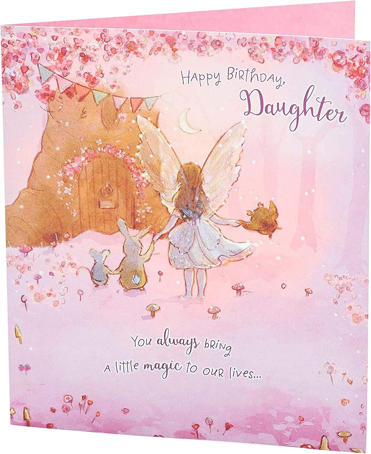 Happy Birthday Daughter Spellbound Fairy greeting card with colorful fairy illustration and decorative lettering.