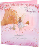 Colorful Happy Birthday Daughter spellbound fairy greeting card with whimsical fairy illustration and cheerful design.