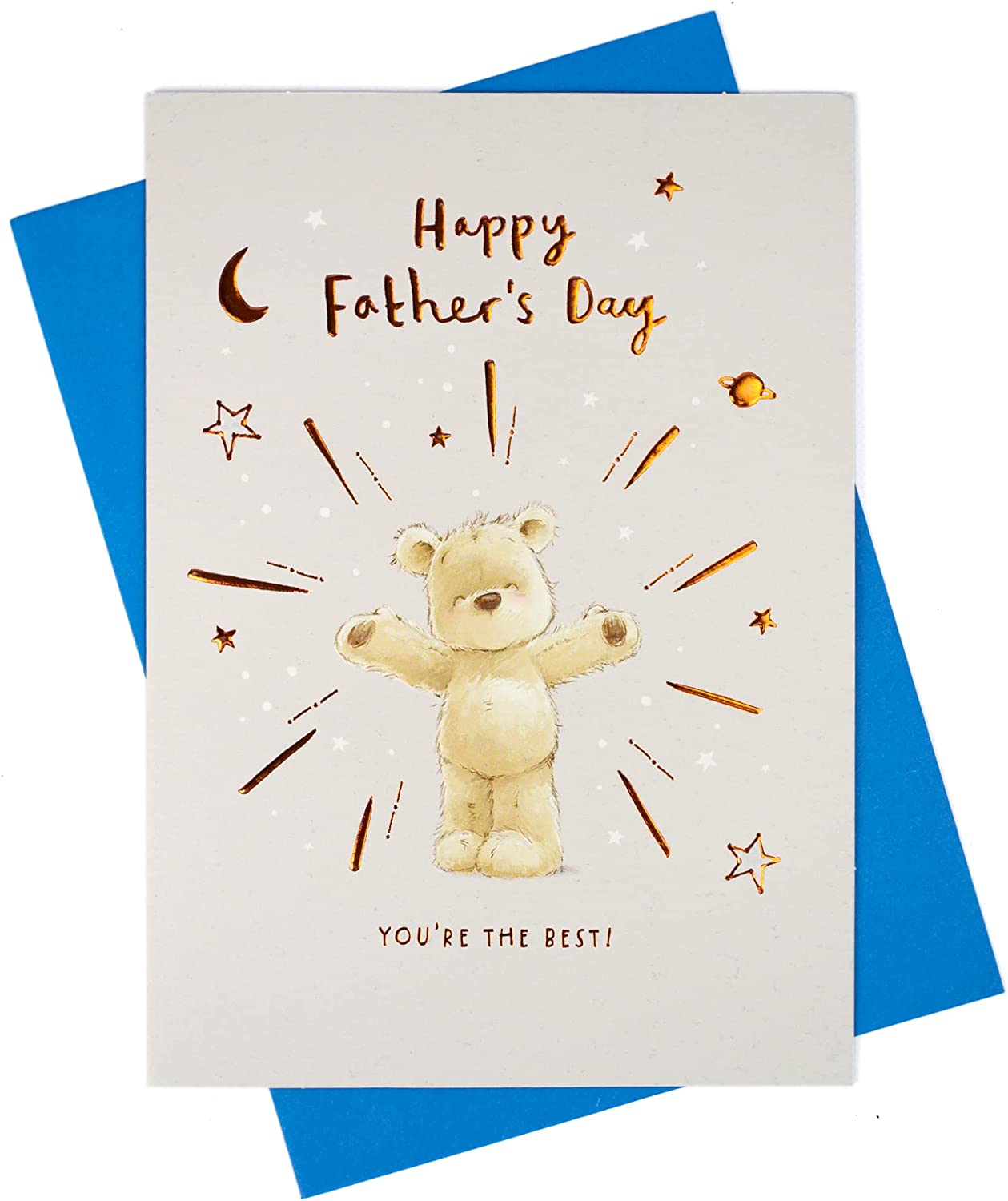 Happy Father's Day greeting card from UK Greetings featuring a cheerful design and heartfelt message for dad.