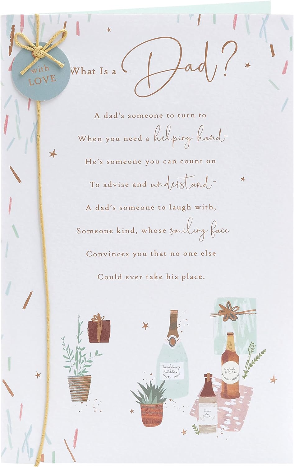 Heartfelt Dad Father's Day greeting card from UK Greetings with a heartfelt message, featuring a colorful design and floral accents.