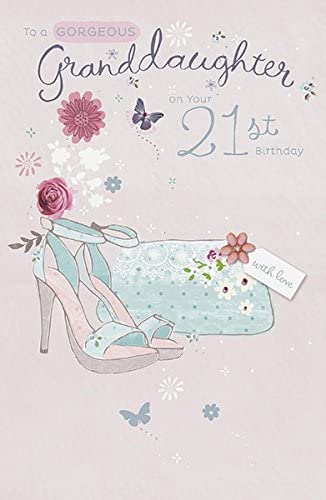 Heartfelt granddaughter 21st birthday greeting card with floral design and heartfelt message, by UK Greetings.