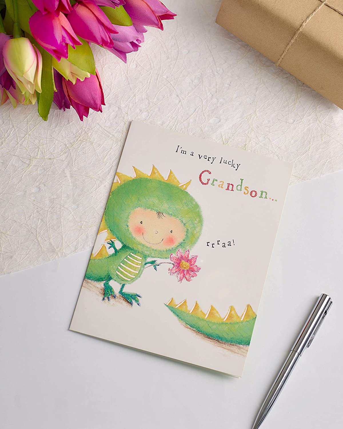 Heartfelt Grandma greeting card from grandson, featuring floral design and heartfelt message, by UK Greetings.