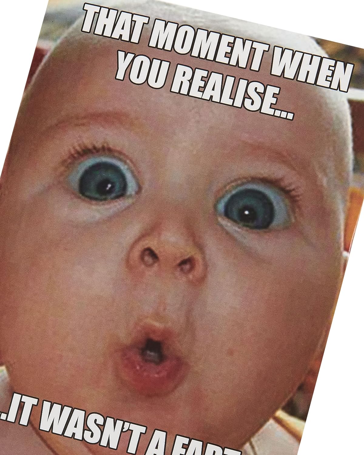 Funny baby meme birthday greeting card by UK Greetings featuring humorous baby illustration for celebrating birthdays.