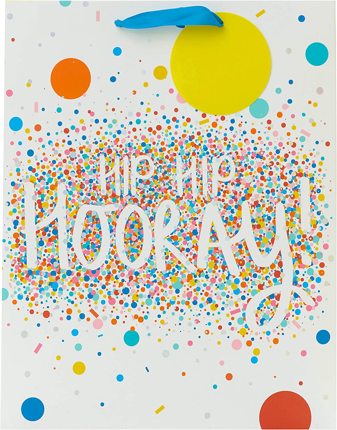 Large celebration gift bag from UK Greetings featuring festive "Hip Hip Hooray" design, perfect for birthdays and special occasions.