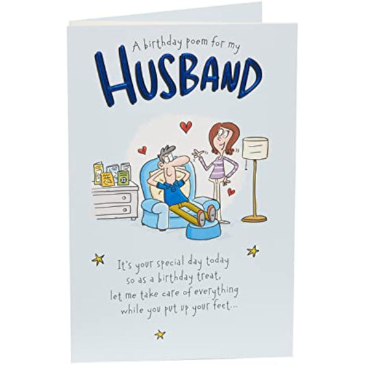 Royal greeting card featuring a heartfelt birthday poem for husband, from UK Greetings, with elegant design and decorative elements.