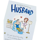 Royal greeting card from UK Greetings with a heartfelt husband birthday poem and decorative design.