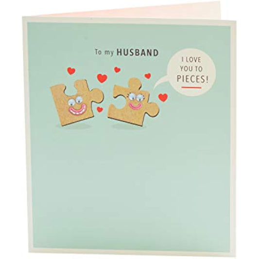 Funny husband Valentine's Day greeting card from UK Greetings featuring humorous love message and romantic design for him.