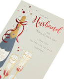 Husband Valentine's Day greeting card with champagne design and envelope, UK Greetings romantic card for husband.