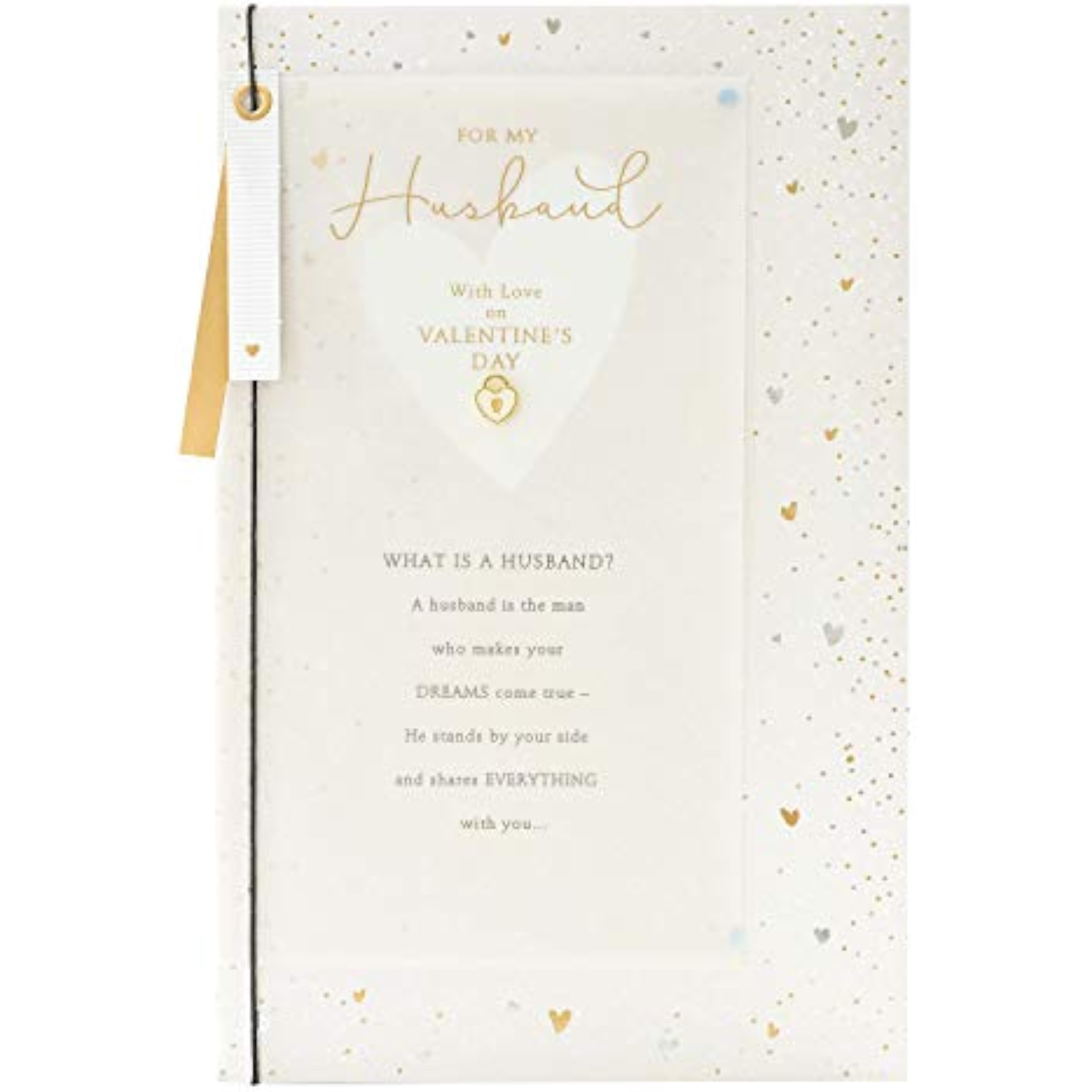 UK Greetings husband Valentine’s Day greeting card with heartfelt heart design and envelope, perfect for expressing love.