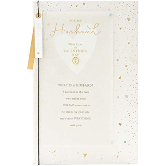 UK Greetings husband Valentine’s Day greeting card with heartfelt heart design and envelope, perfect for expressing love.