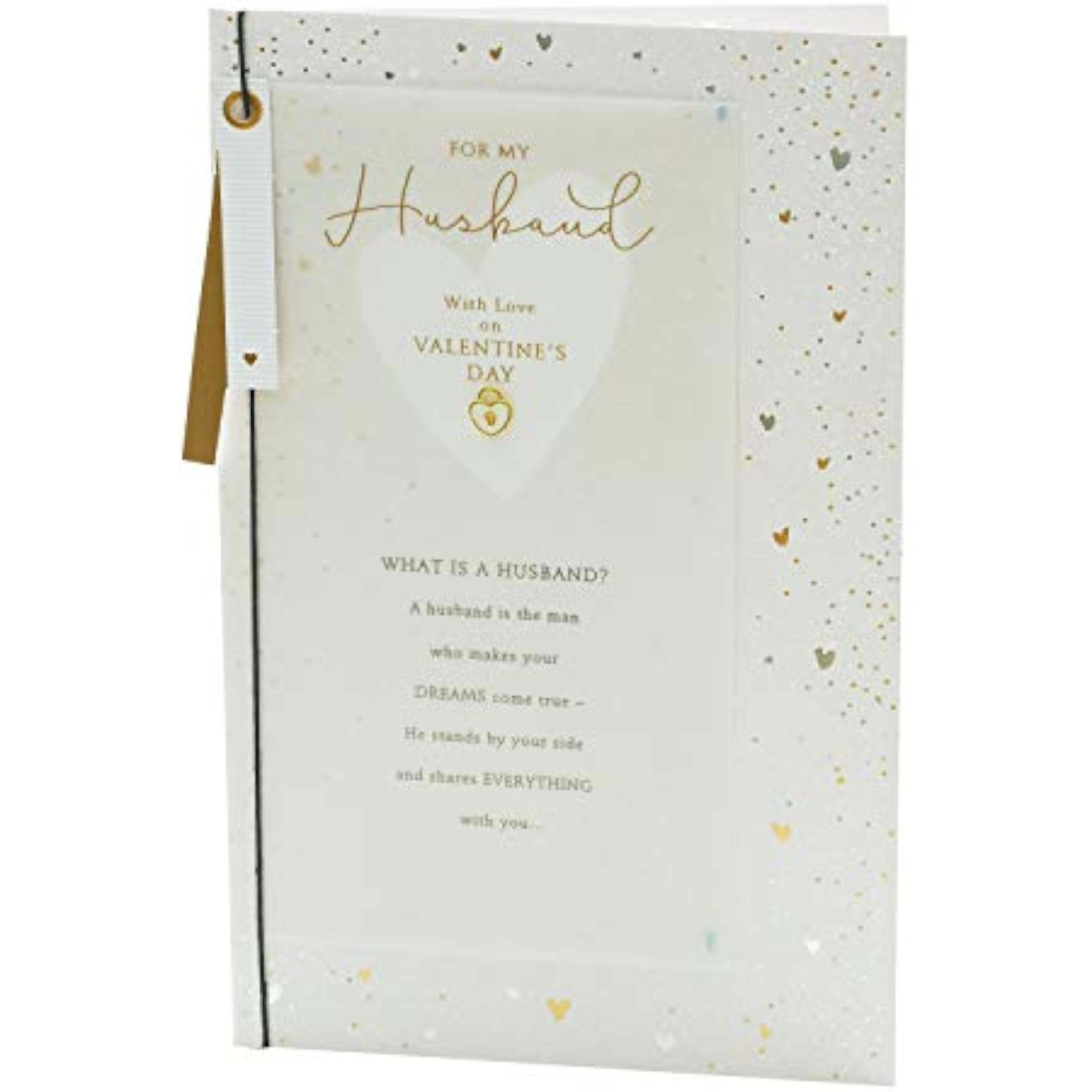 UK Greetings husband Valentine's Day greeting card with heartfelt heart design and envelope, perfect for expressing love.