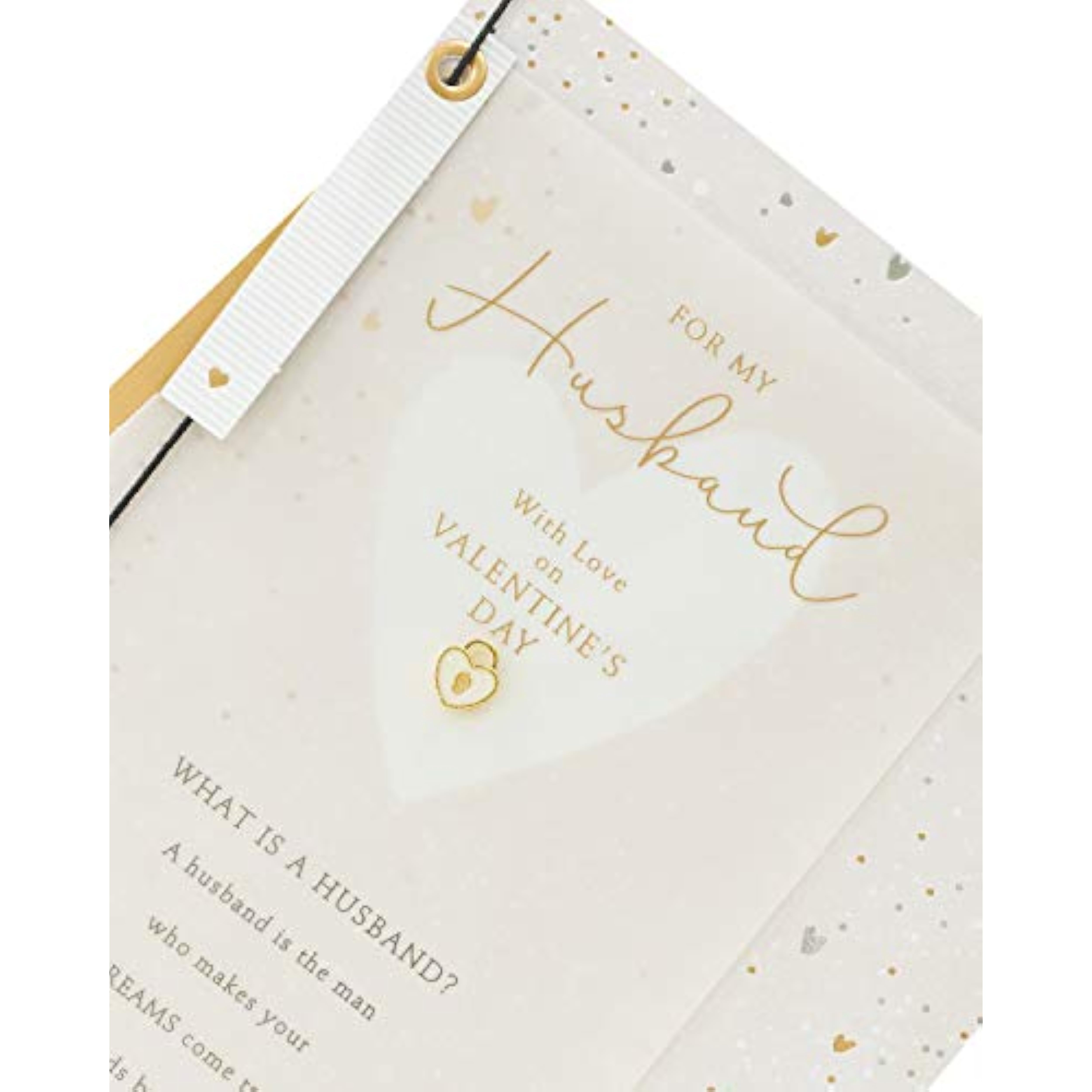 UK Greetings husband Valentine's Day greeting card with heartfelt heart design and included envelope, perfect for expressing love.
