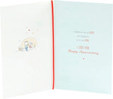 Wedding anniversary greeting card from UK Greetings featuring a red ribbon love design with heartfelt message.