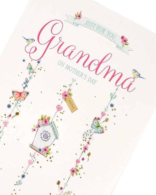 UK Greetings Integrated-Grandma greeting card, featuring floral and heartfelt design, suitable for celebrating Grandma.
