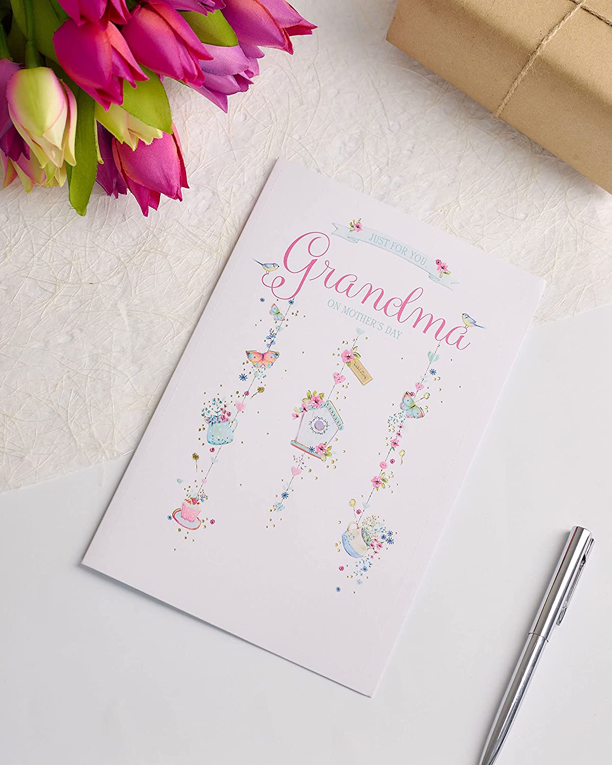 UK Greetings Integrated-Grandma greeting card with floral design and heartfelt message for special occasions.