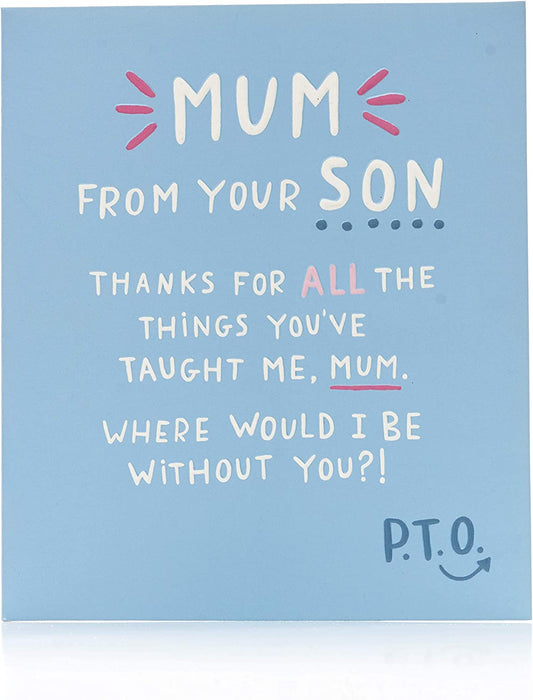 Integrated-Mum From Son greeting card by UK Greetings featuring heartfelt message and cheerful design.