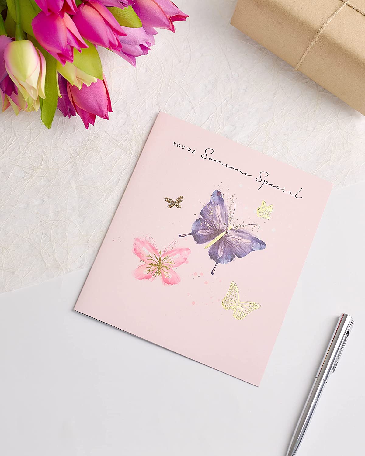 UK Greetings Integrated-Someone Special greeting card featuring colorful floral design and heartfelt message.
